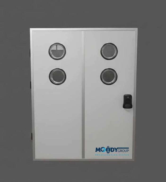 gözetleme camlı menteşeli kapı poliüretan dolgulu PUR PIR yalıtım kanadı