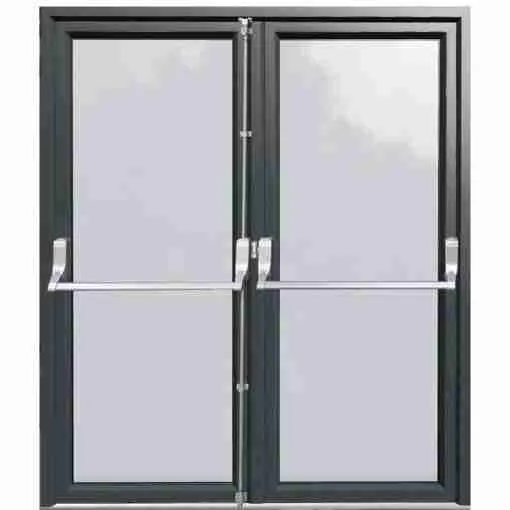 çift kanat camlı acil çıkış kapısı panik barlı