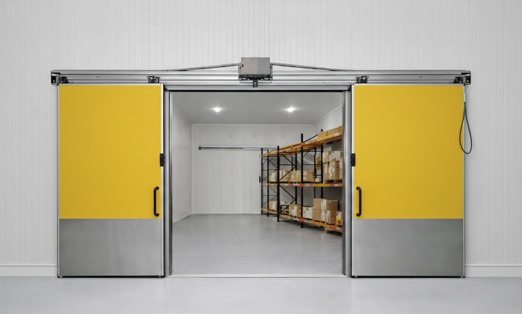 çift kanat sürgülü soğuk oda kapısı geniş açıklık CE belgeli moody group