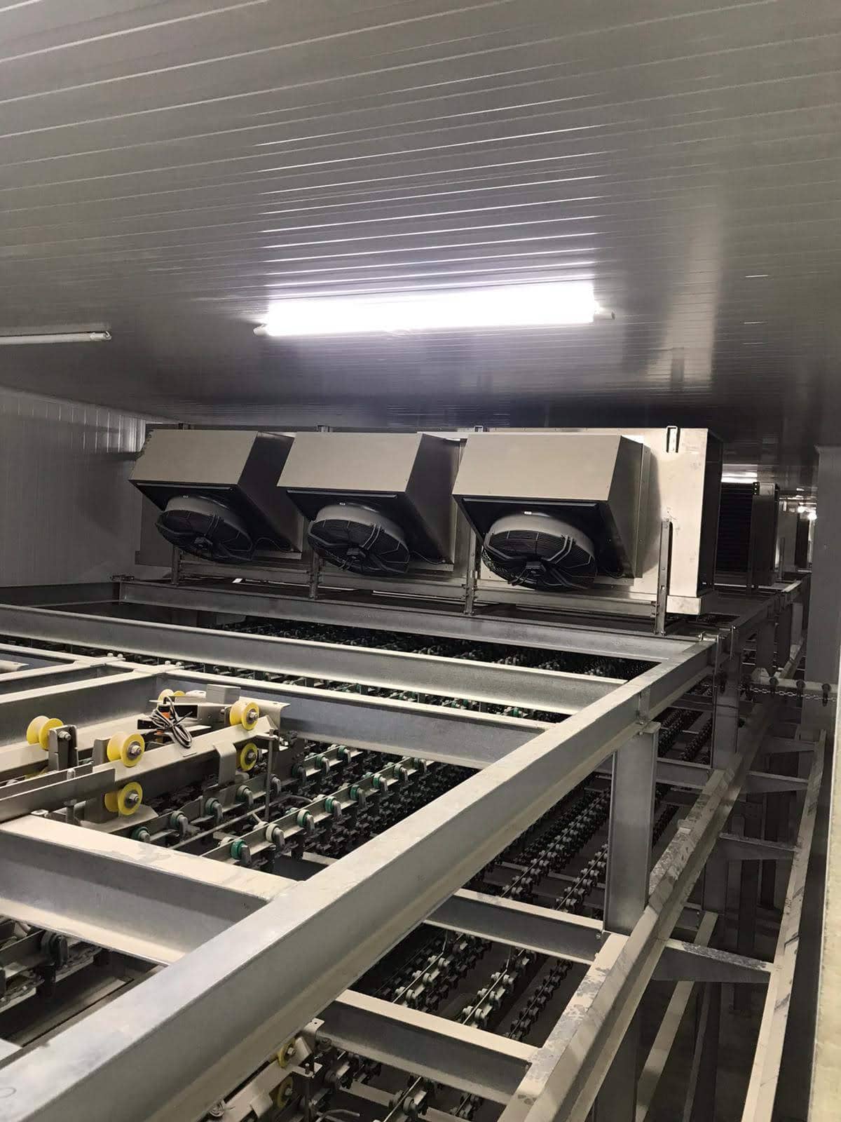 Kanatlı et soğuk hava deposu iç görünüm — hava soğutma sistemi Moody Group