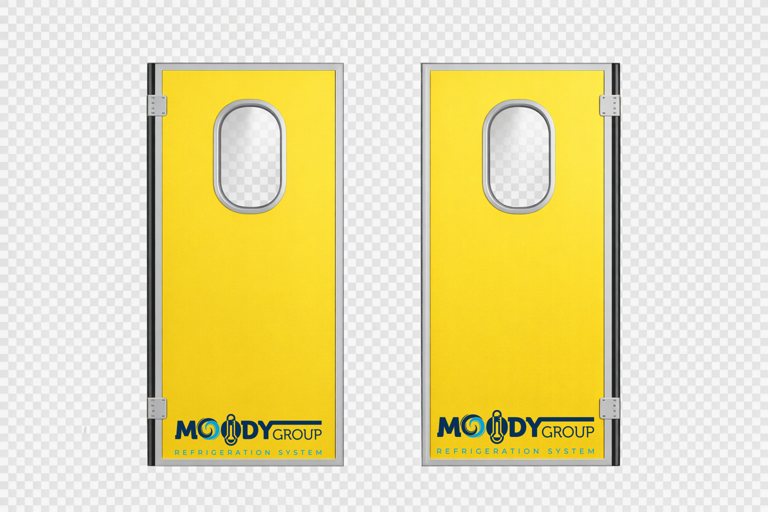 Flip-Flap Soğuk Oda Kapısı — Poliüretan Dolgulu Kapı Kanadı Tek Kanat Camlı Flip Flap Soğuk Oda Kapısı poliüretan dolgulu kanat PUR yalıtım paneli