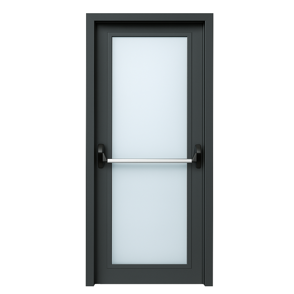 tek kanat camlı yangın kapısı siyah kasa acil çıkış