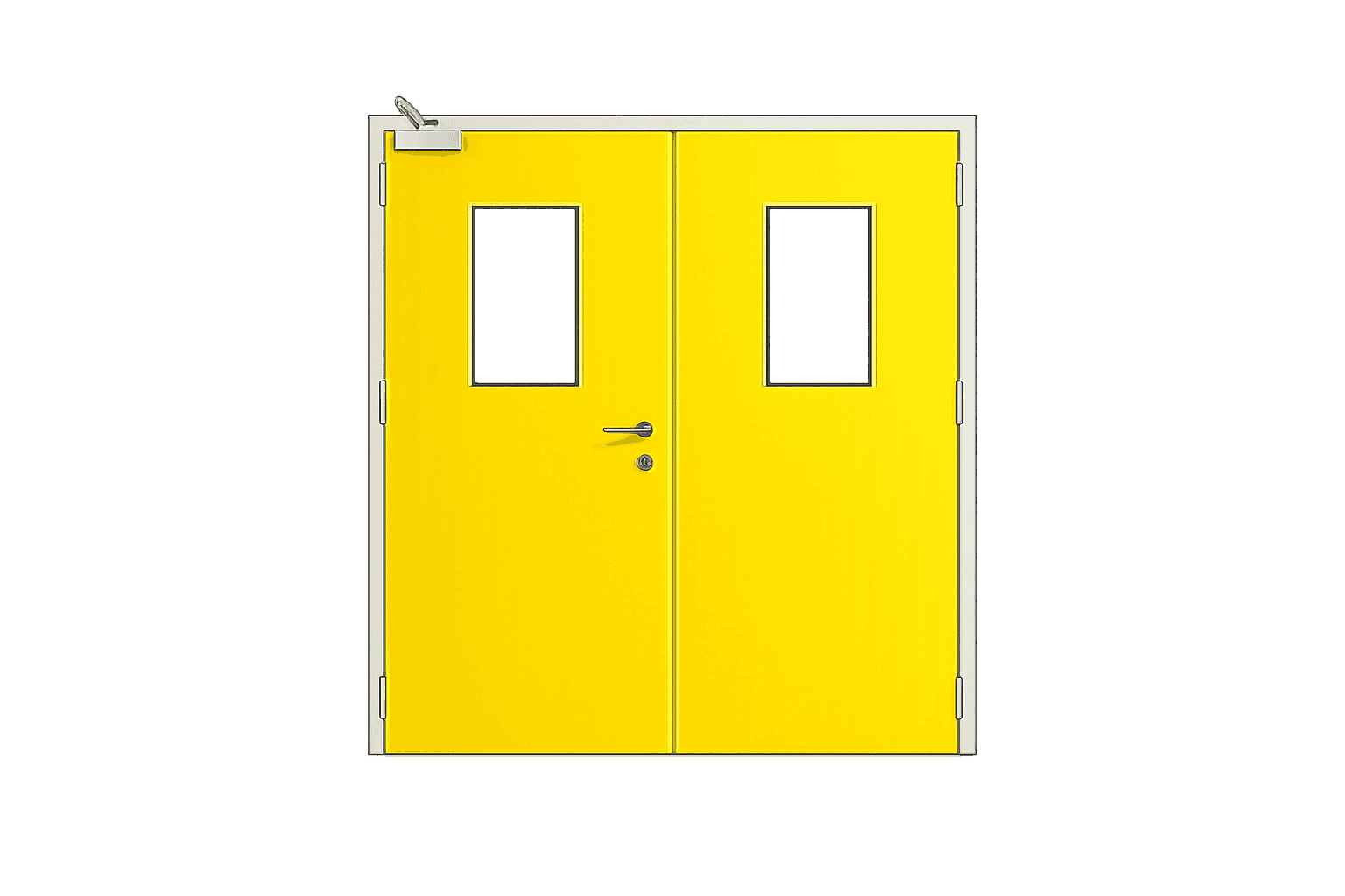 çift kanat camlı ofis kapısı kapı yayı sistemli endüstriyel iç mekan kapısı