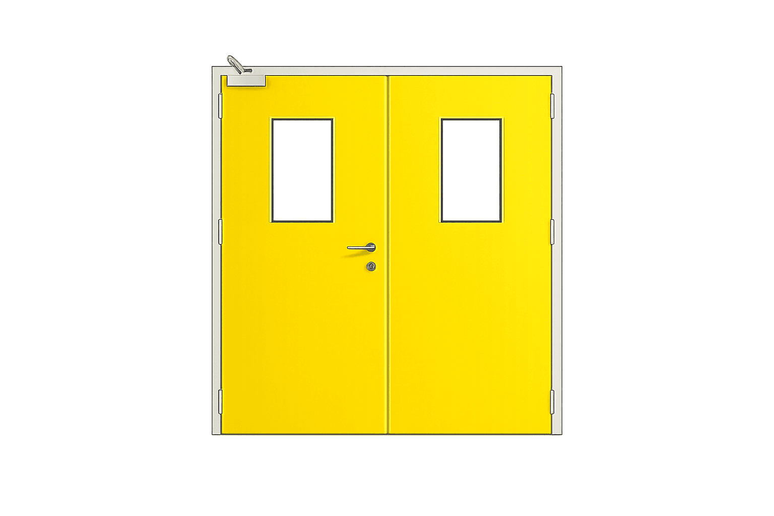 Çift kanat camlı ofis kapısı sarı renk alüminyum kasalı model