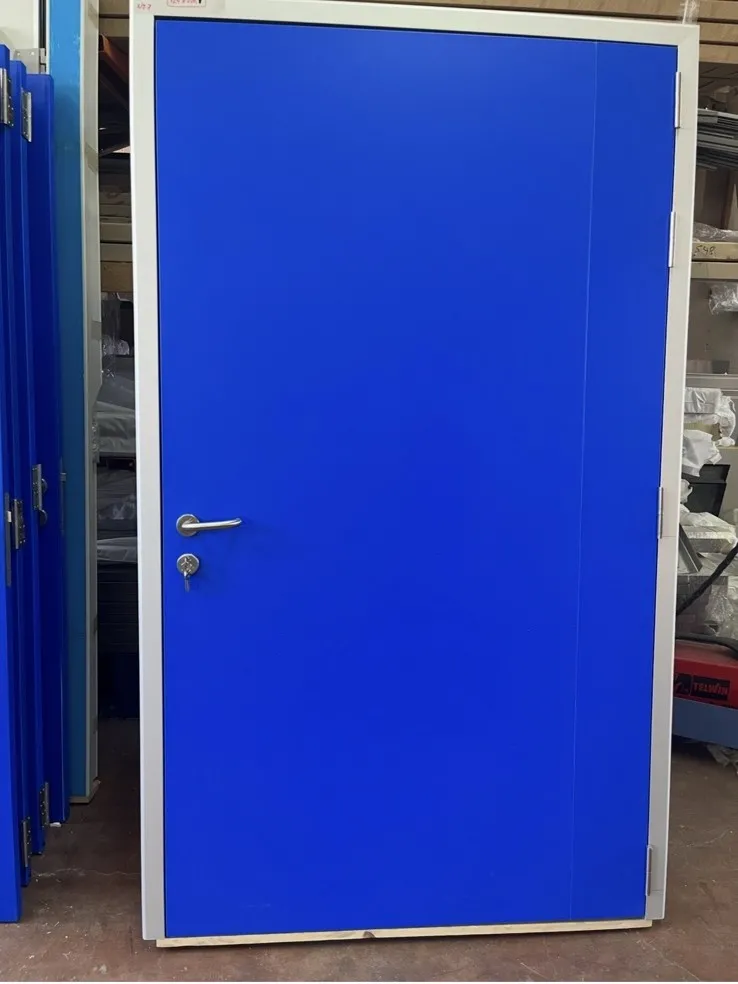 Mavi tek kanat metal ofis kapısı, endüstriyel kullanım için dayanıklı kapı modeli